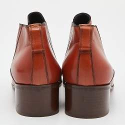 Celine Brown Leather Block Heel Ankle Booties Size 38