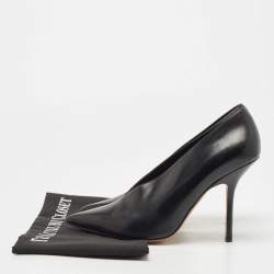 Pre Owned Celine Black Leather V Neck Pumps Size 38