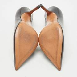 Pre Owned Celine Black Leather V Neck Pumps Size 38