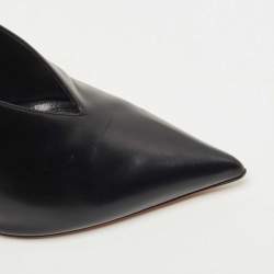 Pre Owned Celine Black Leather V Neck Pumps Size 38
