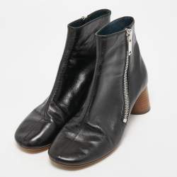 Celine Black Leather Block Heel Ankle Boots Size 38