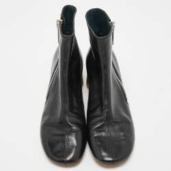 Celine Black Leather Block Heel Ankle Boots Size 38