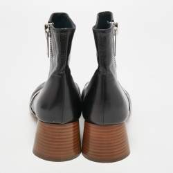 Celine Black Leather Block Heel Ankle Boots Size 38