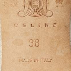 Celine Two Tone Macadam Canvas and Leather Slide Sandals Size 38