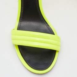 Pre Owned Celine Neon Yellow Patent Leather Ankle Strap Sandals Size 39