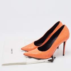 Celine Orange Python Leather Pointed Toe Pumps Size 37