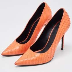 Celine Orange Python Leather Pointed Toe Pumps Size 37