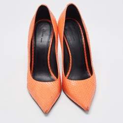 Celine Orange Python Leather Pointed Toe Pumps Size 37