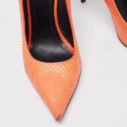 Celine Orange Python Leather Pointed Toe Pumps Size 37
