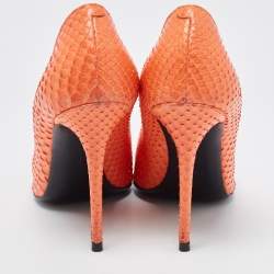 Celine Orange Python Leather Pointed Toe Pumps Size 37