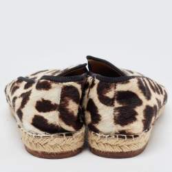 Celine Beige/Brown Leopard Print Calfhair Espadrilles Flats Size 38