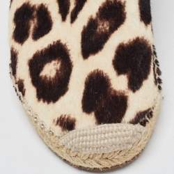 Celine Beige/Brown Leopard Print Calfhair Espadrilles Flats Size 38