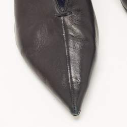 Pre Owned Celine Black Leather V Neck Pointed Toe Pumps Size 38