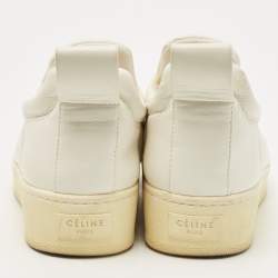 Celine Off White Leather Slip On Sneakers Size 37