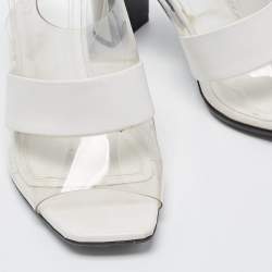 Pre Owned Celine White Leather and PVC Slingback Sandals Size 38