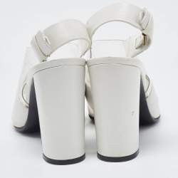 Pre Owned Celine White Leather and PVC Slingback Sandals Size 38