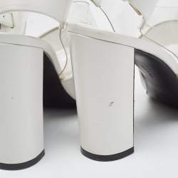 Pre Owned Celine White Leather and PVC Slingback Sandals Size 38