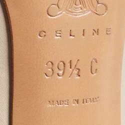 Pre Owned Celine Cream Leather Logo Detail Loafer Pumps Size 39.5