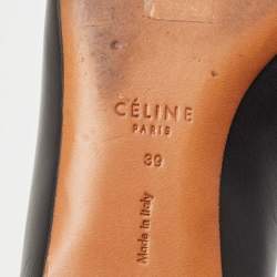 Pre Owned Celine Black/Brown Python Embossed And Leather Slip On Loafers Size 39