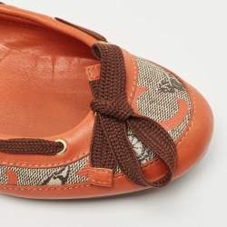 Pre Owned Celine Orange Leather and Canvas Ballet Flats Size 37