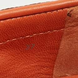 Pre Owned Celine Orange Leather and Canvas Ballet Flats Size 37