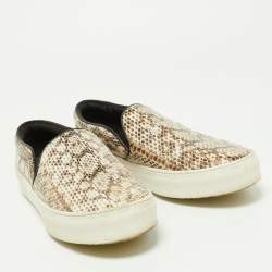 Celine Beige/Brown Python Slip On Sneakers Size 40