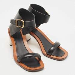 Pre Owned Celine Black Leather Bam Bam Sandals Size 38