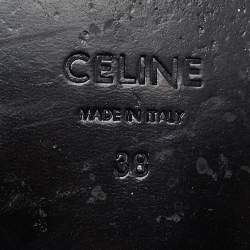 Pre Owned Celine Black/White Leather Slip On Loafers Size 38