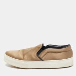 Celine Olive Green Satin Slip On Sneakers Size 41