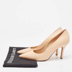 Pre Owned Celine Beige Leather Pointed Toe Pumps Size 37