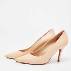 Pre Owned Celine Beige Leather Pointed Toe Pumps Size 37