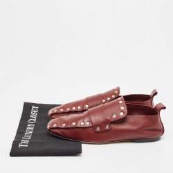 Pre Owned Celine Red Leather Slip On Loafers Size 38