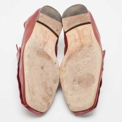 Pre Owned Celine Red Leather Slip On Loafers Size 38