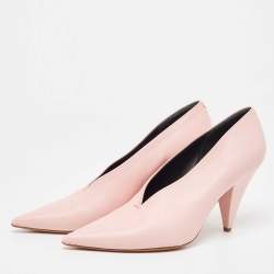 Celine Pink Leather V Neck Pointed Toe Pumps Size 39