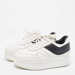 Celine White/Black Leather Block Platform Sneakers Size 39