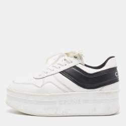 Celine White/Black Leather Block Platform Sneakers Size 39