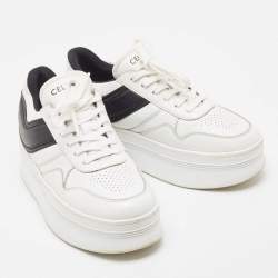 Celine White/Black Leather Block Platform Sneakers Size 39