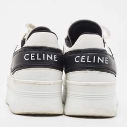 Celine White/Black Leather Block Platform Sneakers Size 39