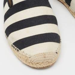 Celine White/Black Striped Canvas Espadrille Flats Size 40
