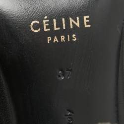 Pre Owned Celine Black Leather V Neck Pointed Toe Pumps Size 37
