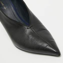 Pre Owned Celine Black Leather V Neck Pointed Toe Pumps Size 37