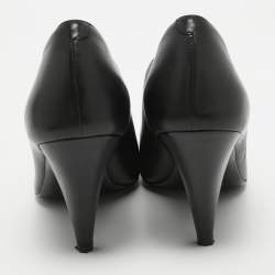 Pre Owned Celine Black Leather V Neck Pointed Toe Pumps Size 37