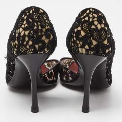 مملوكة مسبقًا Celine Black Lace and Mesh D'orsay Pointed Toe Pumps Size 38