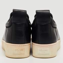 Pre Owned Celine Black Leather Slip On Sneakers Size 37