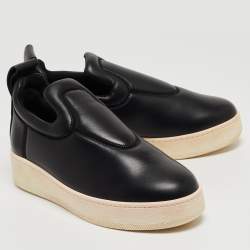 Pre Owned Celine Black Leather Slip On Sneakers Size 37