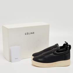 Pre Owned Celine Black Leather Slip On Sneakers Size 37