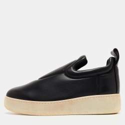 Pre Owned Celine Black Leather Slip On Sneakers Size 37