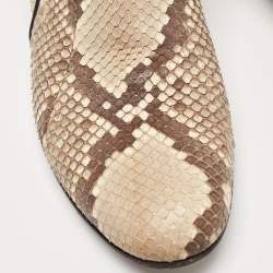 Pre Owned Celine Beige/Brown Python Ankle Boots Size 38