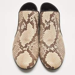 Pre Owned Celine Beige/Brown Python Ankle Boots Size 38