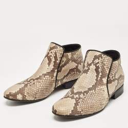 Pre Owned Celine Beige/Brown Python Ankle Boots Size 38